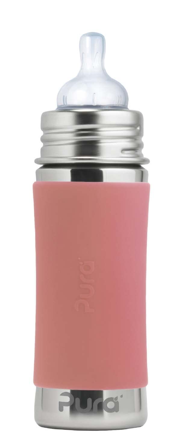 Pura Kiki 9oz/275ml Stainless Steel Infant Bottle w/Sleeve, Anti-Colic, 100% Plastic-Free, MadeSafe Certified, Medical-Grade Sil