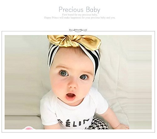 Kinfene Baby Girl'S Fashion Black Stripe Gold Bow Hair Hair Bands