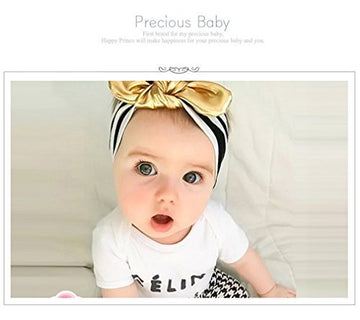 Kinfene Baby Girl'S Fashion Black Stripe Gold Bow Hair Hair Bands