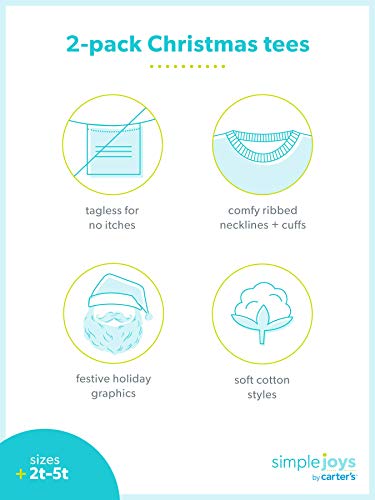 Simple Joys By Carter'S Baby 2-Pack Christmas Long-Sleeve Tees, Grey Jolly/Red Dog Print, 3T