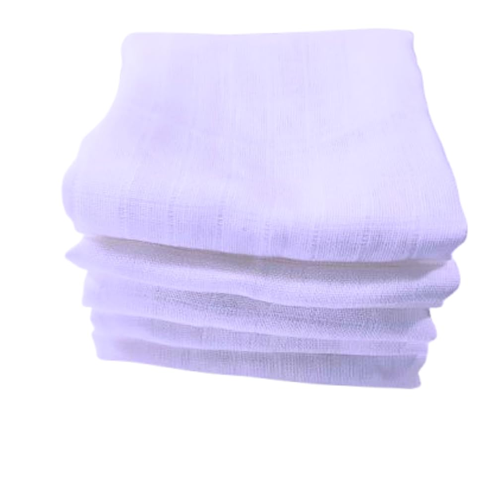 Newborn Baby Bath Muslim Swaddle Wrap Cotton Towel Baby Cloth So Pure Cotton Sheets (100cm x 100cm, Pack of 2, Number White)