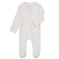 Aablexema Baby Footed Pajamas With Mitten Cuffs - Unisex Newborn Infant 2 Ways Zipper Cotton Footie Pjs(Creamy-White,Newborn)