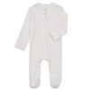 Aablexema Baby Footed Pajamas With Mitten Cuffs - Unisex Newborn Infant 2 Ways Zipper Cotton Footie Pjs(Creamy-White,0-3M)