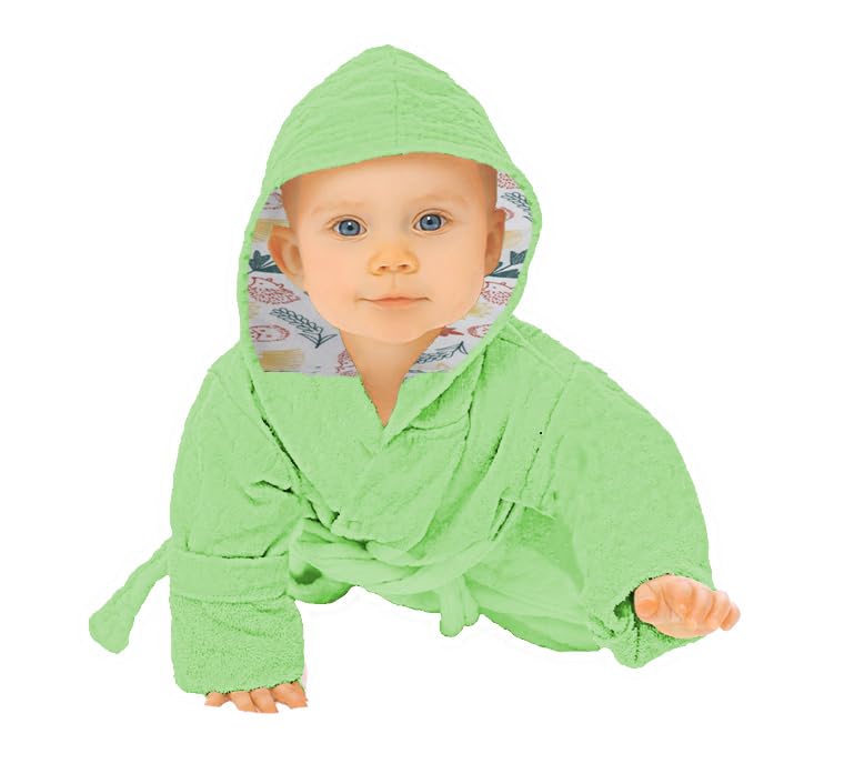Adhigams Baby Stylish Bath Robe, Towel, Wrapper | Unisex Bath Wrap for Baby boy and Girl (612 Months) (Green)