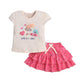 Bumzee Baby Girls Cotton Cap Sleeves Graphic Print Top & Skirt Set Peach & Coral  1218 Months (Peb11152DPch)