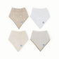Little Unicorn Baby Bandana Bib 4 pack | Absorbent, Extra Soft Cotton for Drooling & Teething | Adjustable fit (Taupe Cross)