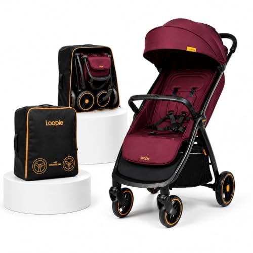 Loopie Hop Stroller with Travel Bag for 05 Years, Lightweight Fold, Maroon