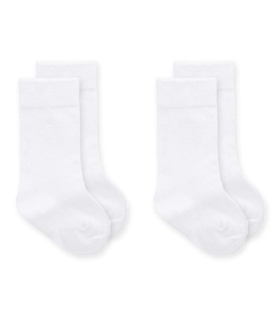 Jefferies Socks Baby Girls Boys Seamless Cotton Dress Knee High Socks 2 Pair Pack (Infant - Usa Shoe 1-4 - Age 3-12 Months, Whit