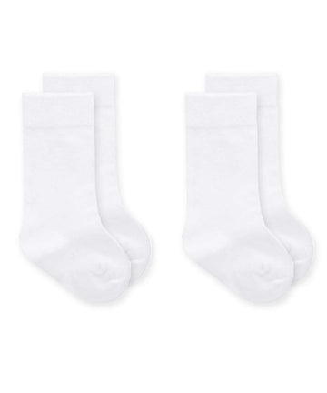 Jefferies Socks Baby Girls Boys Seamless Cotton Dress Knee High Socks 2 Pair Pack (Infant - Usa Shoe 1-4 - Age 3-12 Months, Whit