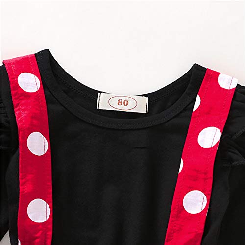 Baby Girls Skirts Set Ruffle Cloth +Polka Dot Overall Dress Bow Polka Dot Skirt Set (Long Sleeve, 3-4 T)