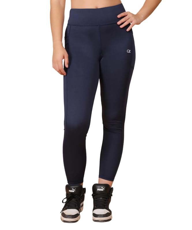 GREENZO GZ Elevate Women Seamless HighWaist Blue Leggings for Women | Flexible Workout & Yoga Fitness Wear (Size  M)