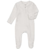 Aablexema Organic Cotton Baby Footies Pajamas With Mittens - Neutral Newborn Infant Zip Up Sleep Play(White,Newborn)