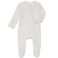 Aablexema Organic Cotton Baby Footies Pajamas With Mittens - Neutral Newborn Infant Zip Up Sleep Play(White,0-3M)