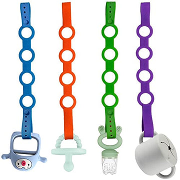4Pk Toy Safety Straps, Stretchable Silicone Pacifier Clips Baby Toddler Bottle Toy Harness Straps For Strollers, High Chair, Sho