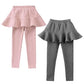 Modntoga Kids Baby Girls Footless Leggings With Ruffle Tutu Skirt Pants 2-7Years (Pink + Dark Gray, 6-7T)