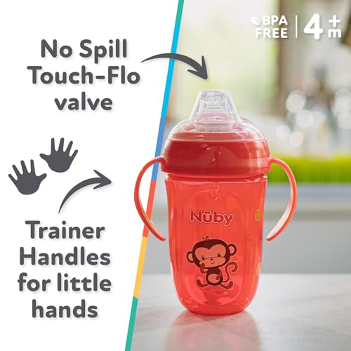 Nuby Comfort Trainer 2 Handle Cup With 360 Weighted Straw And Soft Silicone Spout, 9 Oz, Boy, Colors May Vary