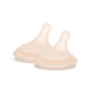 Suavinex Zero.Zero Slow Flow Asymmetrical Silicone Nipple, 2 Pack (0m+), Light