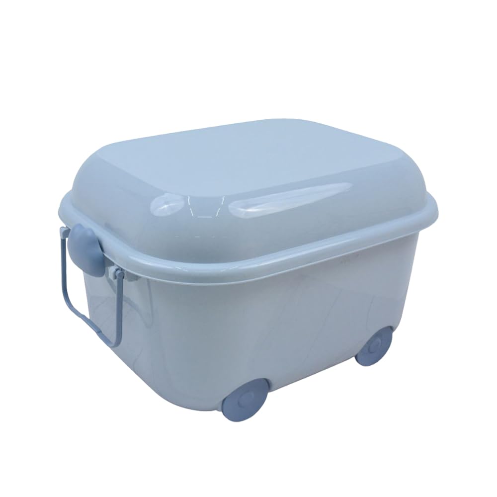 Baby Bucket Drug Storage Box  Childrens Toy Trunk With Cover and Pulley, Cartoon Series (35.5 x 27.5 x 22.4 cm)  Blue, 15Ltr