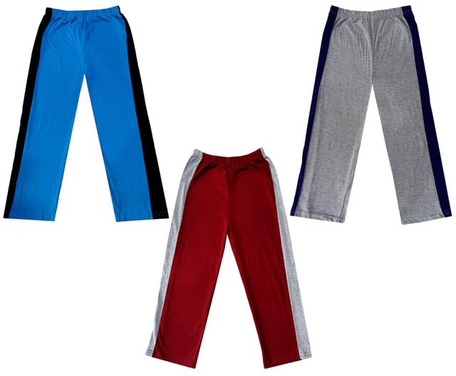 Girls Solid Cotton Side Patta Regular Pyjamas Lower (Pack of 3) Grey::Maroon::Sky Blue