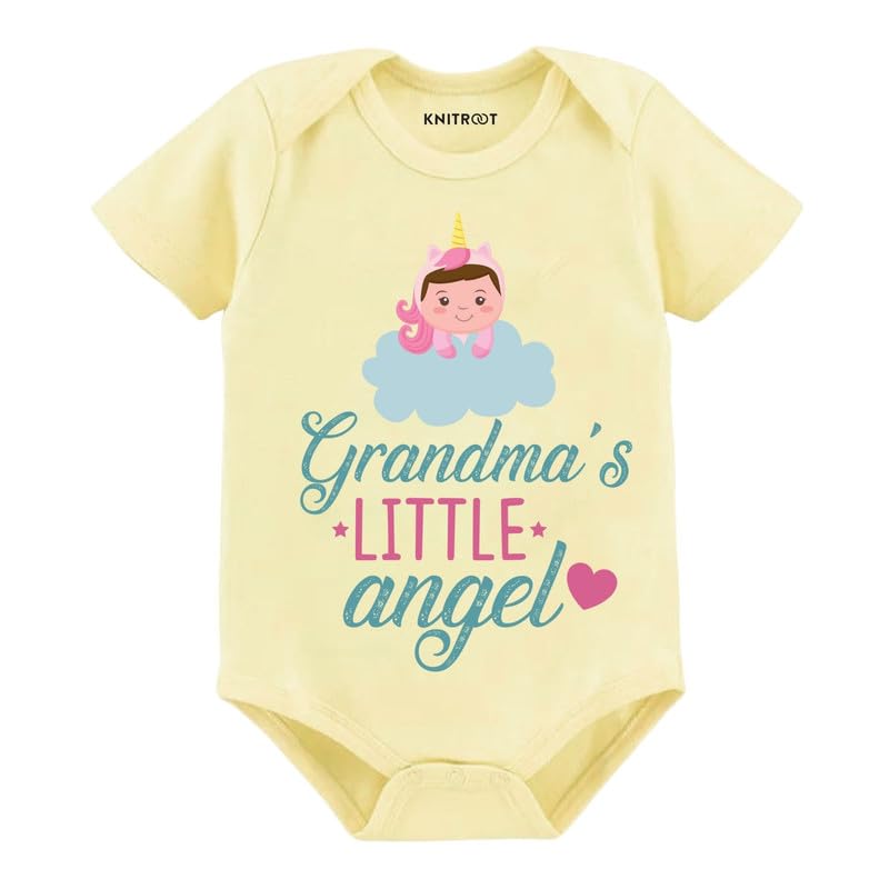 Knitroot Grandparent Family Special Onesies, Unisex Baby Kids 100% Cotton Envelope Neck Half Sleeve Yellow Romper, Bodysuit, Sle