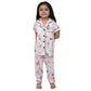 Girls Silk Bleand Printed Short Sleeve Pajamas Set (Creem, 67 Yrs)57690