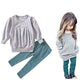 Ritatte Toddler Girls Clothes Winter Warm Long Sleeve Tops Long Pants Suit Kids Soft Cotton 2Pcs Set(Gray, 90(2T))