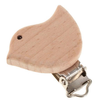 Merishopp 4Xbaby Teething Toy Wooden Teether Animal Pacifier Clip Bird