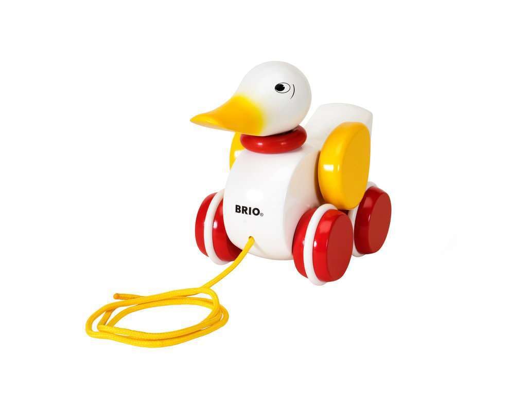 BRIO Infant & Toddler 30323 - Pull Along Duck Wood Baby Toy | Flapping Wings | Engaging Motor Skill Development | Certified Sust