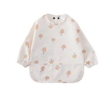 Gzmm Waterproof Baby Bibs,Infant Toddler Long Sleeve Feeding Bib With Food Catcher,Easy Clean & Washable(Mushroom)