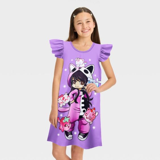 Tosukai Girls Game Casual Graphic Dress Gaming Clothes Cute Dresses Birthday Gift