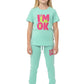 WEET Cotton Printed Night Suit for Girls | Top & Pajama Set 006 (Cyan, 1112 Y)
