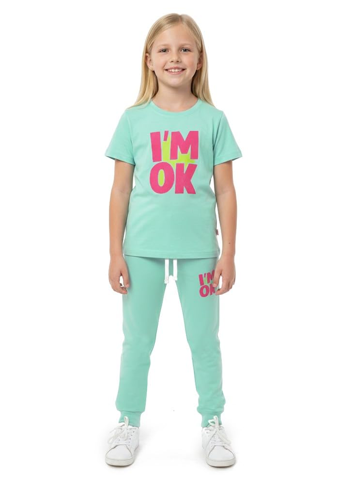 WEET Cotton Printed Night Suit for Girls | Top & Pajama Set 006 (Cyan, 1112 Y)