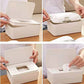 Baby Wipe Dispenser Holder, Baby Wipes Case, Baby Wipe Holder Keeps Diaper Wipes Fresh, Easy Open & Close Wipe Container (White)