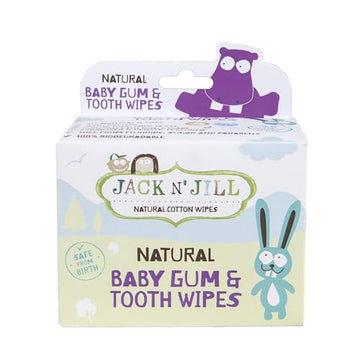 Jack N' Jill Natural Baby Gum & Tooth Wipes - Natural & Safe, Contains Only Water & Xylitol, Soft Cotton, Free From Fluoride & S