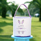 Easter Bunny Basket Egg Bags For Kids,Canvas Cotton Personalized Candy Egg Basket Rabbit Print Buckets With Fluffy Tail Gifts Ba