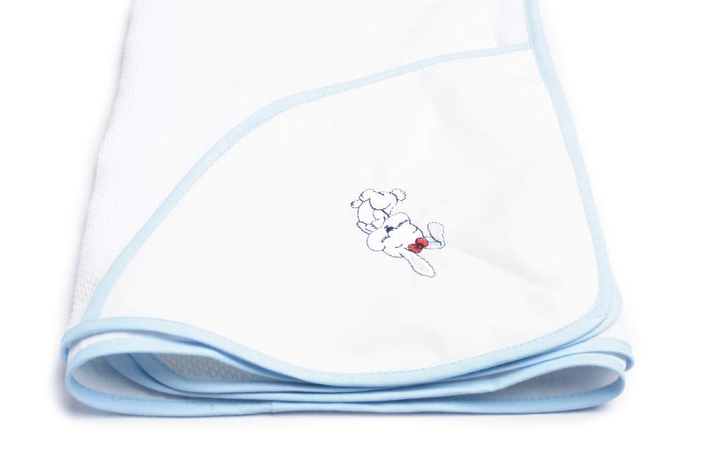 Hooded Baby Bath Towel with Embroidered Bunny (Blue)
