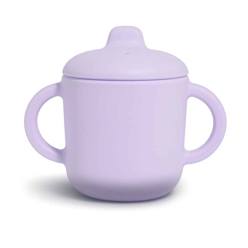 Catii 6 Months+ Sippy Cups with Handles,Small Silicone Sippy Cups Leak Proof 5oz,No Spill Sippy cups for Toddlers (Soft Lilac)