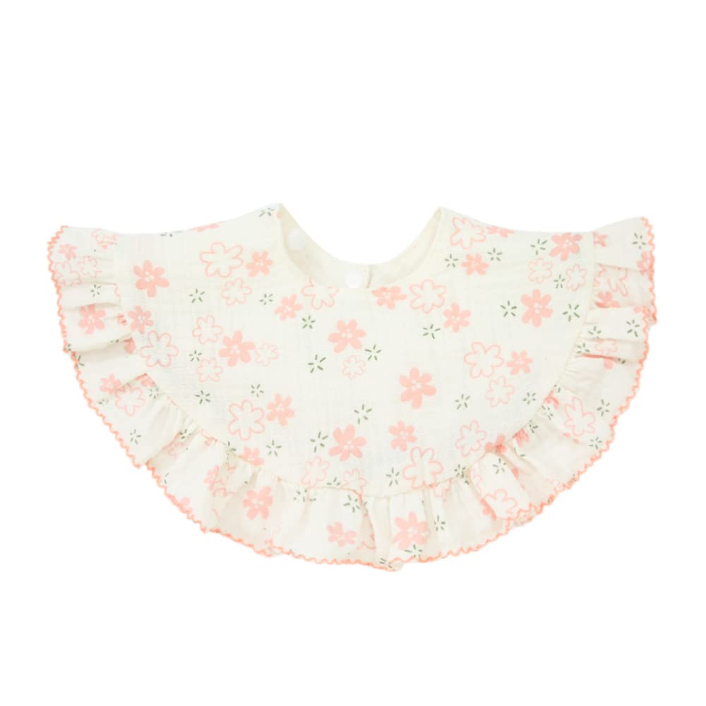 Nishine 4 Pcs Unisex Baby Muslin Bandana Drool Bibs 360 Degree Rotatable Cotton Teething Feeding Drooling Bibs For Boy Girl (Flo