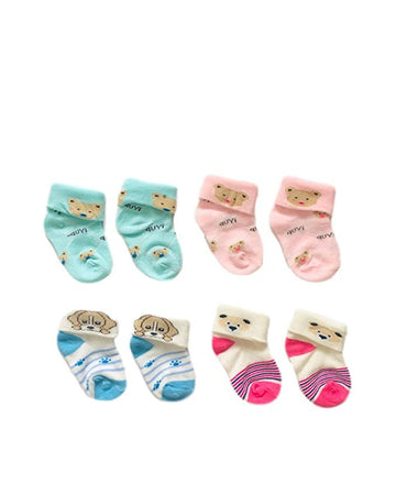 Soowoo Cute And Colourful New Born Baby Socks (MultiColored) (Size 0 Months  3 Months) (Pack Of 4)