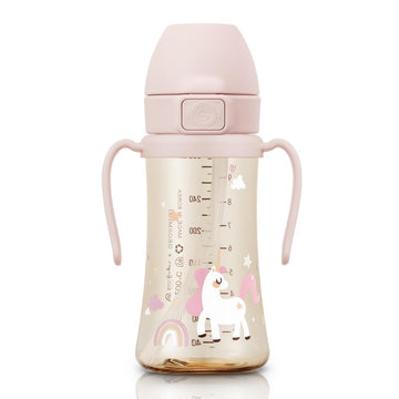 Grosmimi Flip Top Spill Proof Sippy Cup, Ppsu, Bpa Free, 10 Oz, Stage 2 Straw For Toddlers (Unicorn)