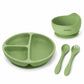 Tony Stark 4 Pcs Silicone Baby Feeding Set, BpaFree, Microwave Safe, AntiSlip Base | Eating Essential Utensils For Babies & To