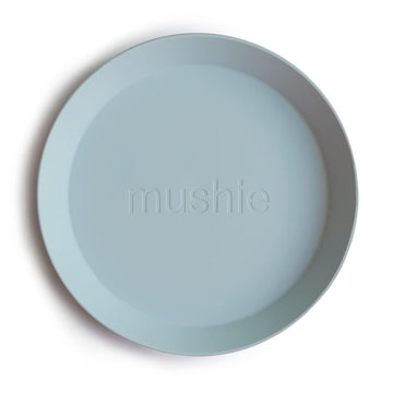 Mushie Round Dinnerware Plates For Kids  Made In Denmark, Set Of 2 (Powder Blue)