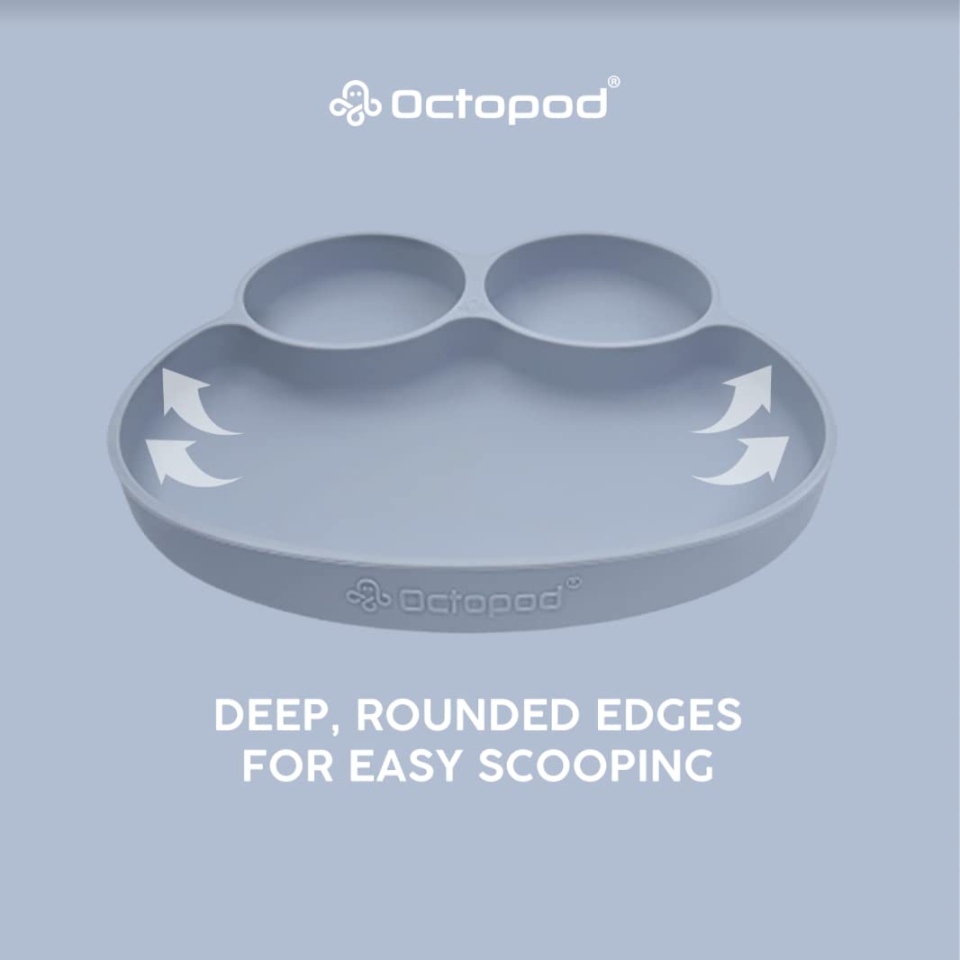 Abiie Octopod Frog Silicone Plates with Suction - Spill Proof, Easy to Clean - BPA-Free Bowl - Suction Plates for Baby and Toddl