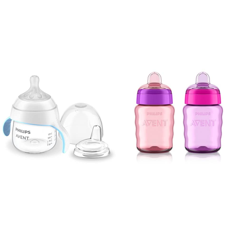 Philips Avent Sippy Cup Bundle with Natural Trainer Cup with Natural Response Nipple, 5 Ounce, 1 Pack + My Easy Sippy Cup, 9 Oun