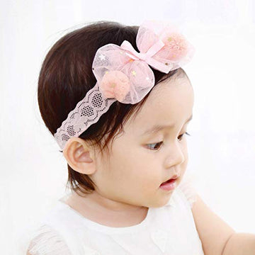 Kercisbeauty Baby Girls Stars Sequins Bows Tie Headband Lace Headwear For Toddler Babies Elastic Adjustable Head Piece Wreath Ha