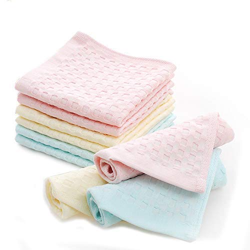 ELEG & STILANCE Washcloths for Newborn Soft Baby Wash Cloths for Face & Sensitive Self Hanky Skin,(Size 10.5 x 10.5 inch) Pack o