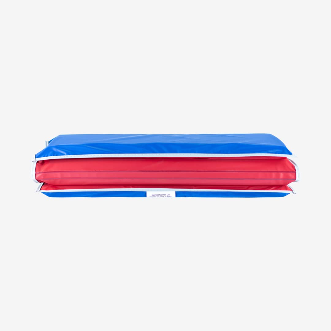 Kindermat, 1' Thick, 4-Section Rest Mat, 45' X 19' X 1', Red/Blue With Grey Binding, Great For School, Daycare, Travel, And