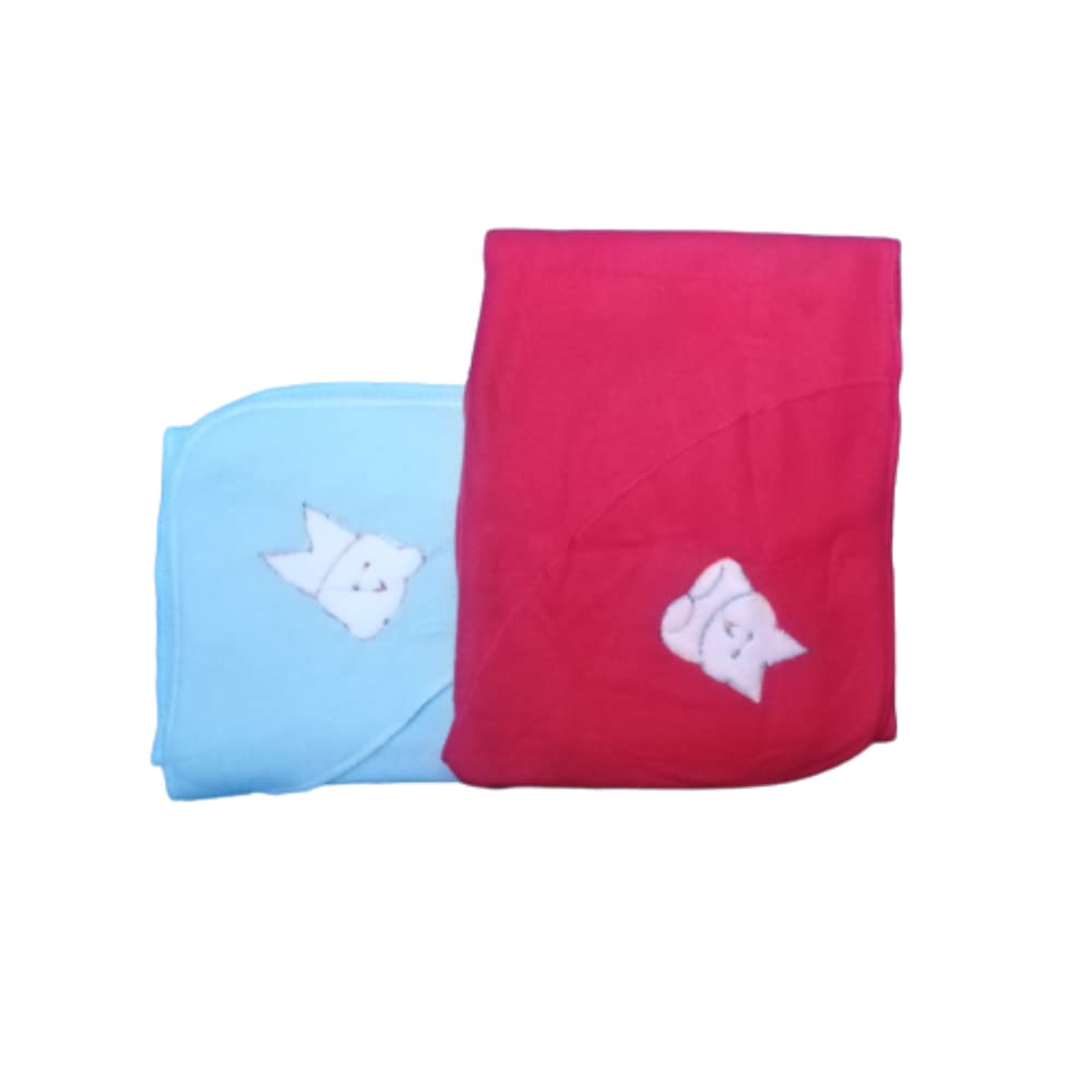 New Born Baby Hooded Towel Supersoft Wrapping Blanket  Combo of 2 Pieces Set