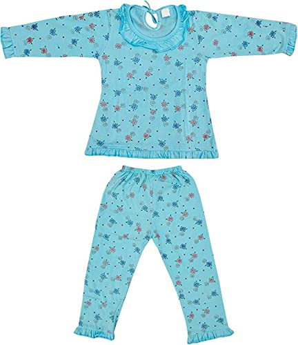 MMShopy Baby Girls Floral Print Hosiery Cotton Top & Pyjama Set (45 Years, Blue)