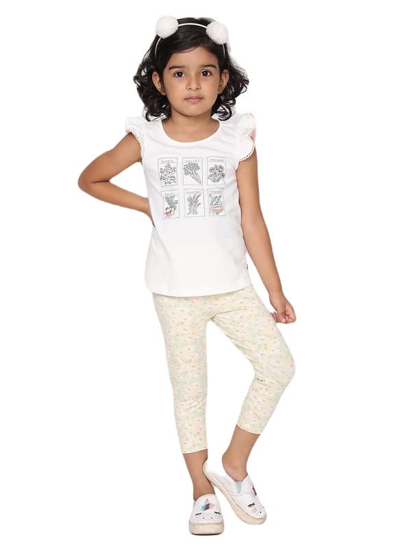 White Dahlia Cotton Floral Night Suit for Kid Girl || Cotton Night Dress Kid Girl || Night Dress for Girls || Baby Girl Yellow N